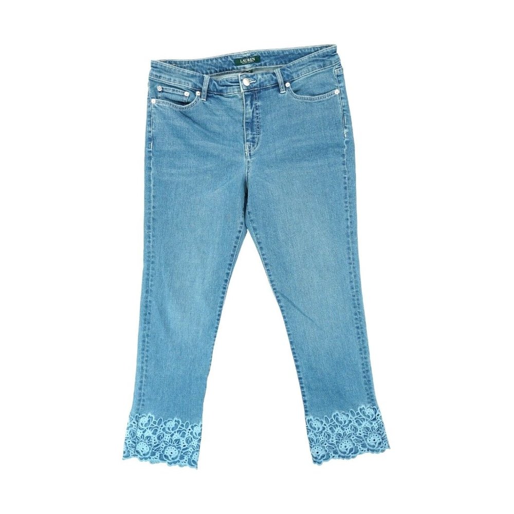 Ralph Lauren  Denim Jeans Pants Embroidery Legs Light Wash Size 10‎